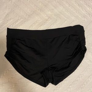 Black bathing suit bottoms with gathered sides